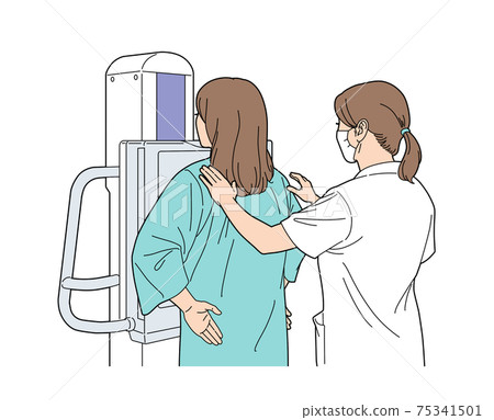 Chest X-ray Examination Female Illustration Nurse 75341501