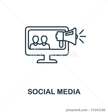 Social Media icon. Monochrome simple Social Media icon for templates, web design and infographics Social Media icon. Monochrome simple Social Media icon for templates, web design and infographics 75341580