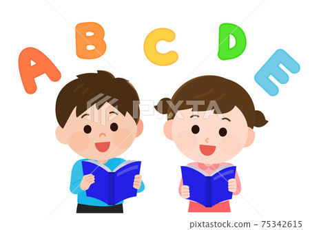 Illustration of children studying English... - Stock Illustration ...