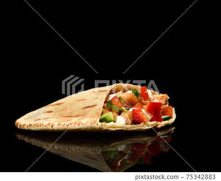 Classic tortilla wrap roll with grilled chicken or 75342883