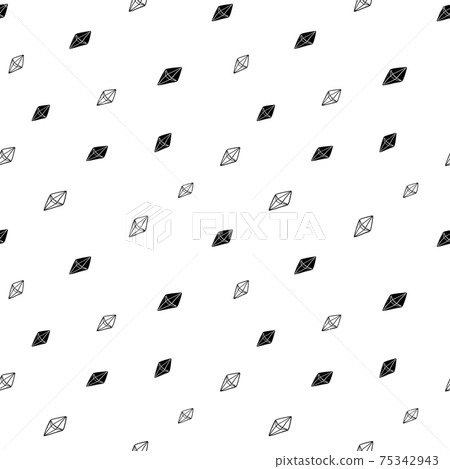 Crystal seamless pattern, black and white hand-drawn gem doodle digital paper, abstract crystals repeating background, the monochrome grain vector wallpaper, cute gravel decorative element 75342943