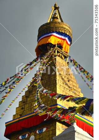 Boudhanath Buddhist stupa. Kathmandu, Nepal Boudhanath Buddhist stupa. Kathmandu, Nepal 75343506