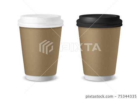 White paper coffee cup with black lid isolated Vector Image