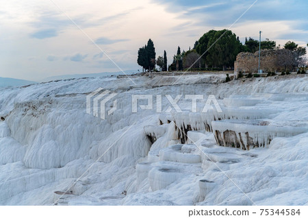 Scenic view of Pamukkale in Turkey on sunny day 75344584