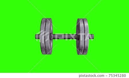 Gym dumbbell on a green screen - chromakey background, 3d illustration Gym dumbbell on a green screen - chromakey background, 3d illustration 75345280