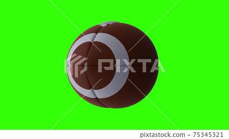 Beautiful Rugby Ball on a green screen - chromakey background, 3d illustration 75345321