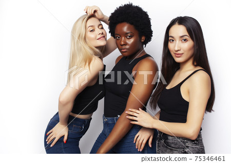 diverse multi nation girls group, teenage friends company cheerful having fun, happy smiling, cute posing isolated on white background, lifestyle people concept, african-american, asian and caucasian diverse multi nation girls group, teenage friends company cheerful having fun, happy smiling, cute posing isolated on white background, lifestyle people concept, african-american, asian and caucasian 75346461