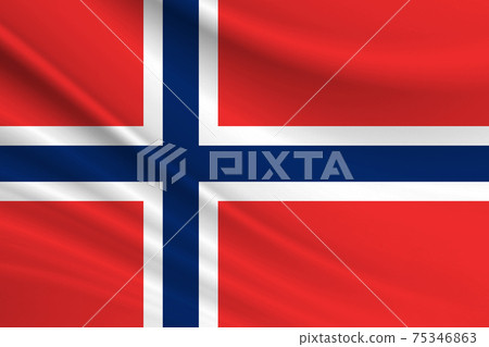 Flag of Norway. Fabric texture of the flag of Norway Flag of Norway. Fabric texture of the flag of Norway 75346863