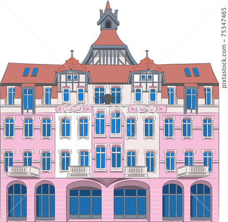 Beautiful facade of an old building. 75347465