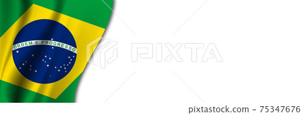 Brazil flag on white background. White background with place for text near the flag of Brazil 75347676