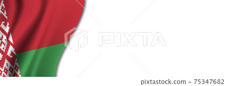 Belarus flag on white background. White background with place for text near the flag of Belarus 75347682