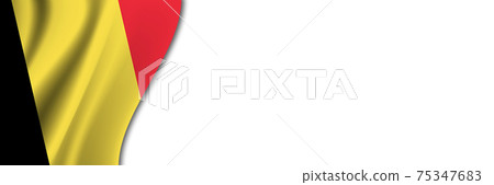 Belgium flag on white background. White background with place for text near the flag of Belgium 75347683