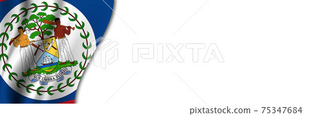 Belize flag on white background. White background with place for text near the flag of Belize 75347684
