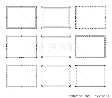 Calligraphic frame border floral text vector set Calligraphic frame border floral text vector set 75348351