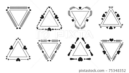 Tricorn frame vintage border text heart vector set 75348352