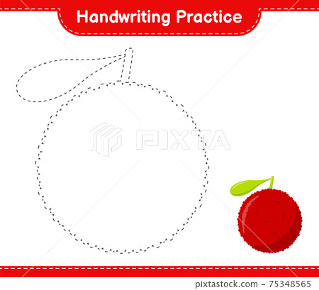 Handwriting practice. Tracing lines of Yumberry. Educational children game, printable worksheet, vector illustration 75348565