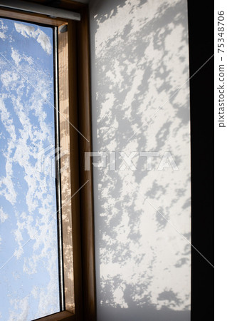 Shadow on the wall from the snow on the window Shadow on the wall from the snow on the window 75348706