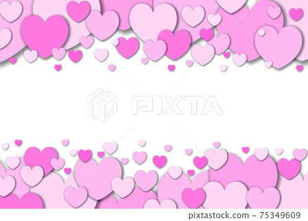 心形材料柔和的粉紅色心形從上方和下方彈出的圖像水平背景白色其他可用的顏色 75349609