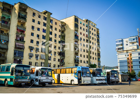 Bus terminal in Tirana, the capital of Albania Bus terminal in Tirana, the capital of Albania 75349699