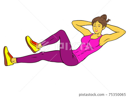 女健身教練做仰臥起坐 75350065