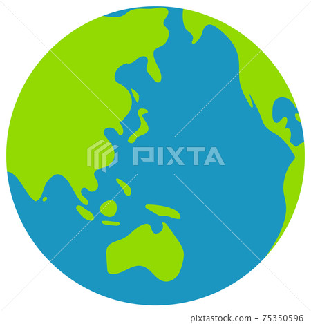 簡化的世界地圖/地球矢量插圖（平面）/亞洲/日本中心 75350596