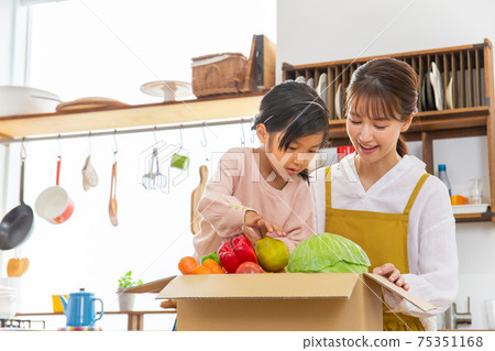 親子餐桌生活形象 親子餐桌生活形象 75351168