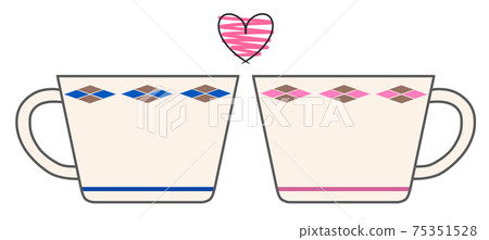 兩個匹配的杯子和一顆粉紅色的心 75351528