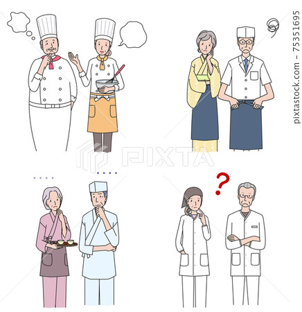 Various seniors in the restaurant business who are in trouble Various seniors in the restaurant business who are in trouble 75351695