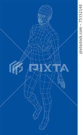 Wireframe walking woman. Vector 75352148