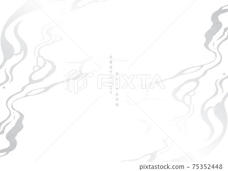 Abstract art background with white and grey line pattern vector. Ocean wave with natural landscape template. Banner design and wallpaper in vintage style. 75352448