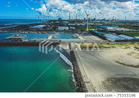 Wind farm and sea view Wind farm and sea view 75353196