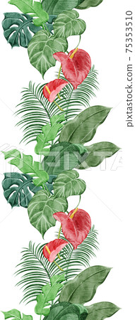 Tropical tropical plant continuous line pattern 75353510