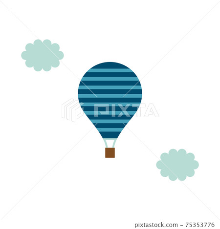 漂浮著天空中的雲彩的氣球的插圖 75353776