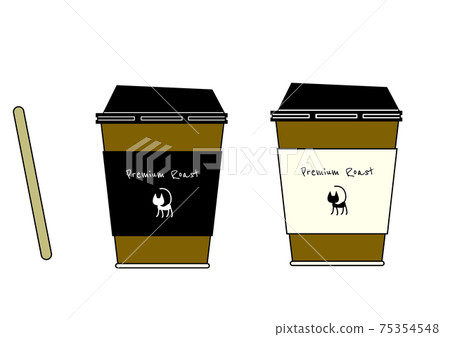 Coffee in a paper cup, convenience store coffee, take-out coffee, colored lines 75354548