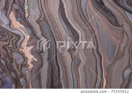 Abstract fluid art background brown and gray colors. Liquid marble, acrylic. 75355012