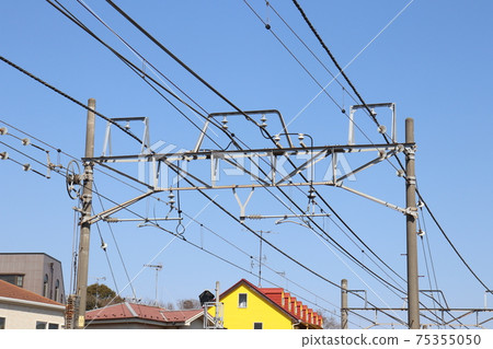 架空線柱 新京成電鐵 照片素材 圖片 圖庫