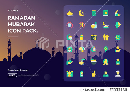 icon set of muslim and ramadan mubarak theme concept vector illustration icon set of muslim and ramadan mubarak theme concept vector illustration 75355186