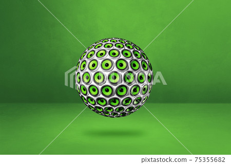 Speakers sphere on a green studio background 75355682