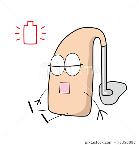 Illustration of hearing aid for ears Battery dead 75356098