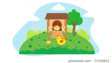 Cute Cartoon Vector Illustration of Chicken and... - Stock Illustration ...