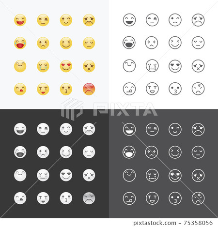 Emoji avatar collection set, emoticons isolated icons flat line design on white background, vector illustration.. 75358056