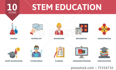 Stem Education icon set. Contains editable icons stem education theme such as technology, mathematics, invest on education and more. Stem Education icon set. Contains editable icons stem education theme such as technology, mathematics, invest on education and more. 75358710
