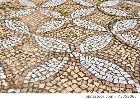 antique mosaic pavement with a pattern of tiles 75359065