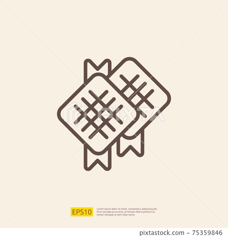 Ketupat or rice wrapped with coconut leaves line icon for Muslim and Ramadan theme concept. Vector illustration Ketupat or rice wrapped with coconut leaves line icon for Muslim and Ramadan theme concept. Vector illustration 75359846