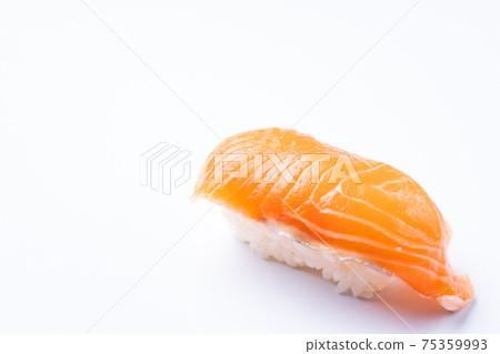 Salmon nigiri sushi on a white background 75359993