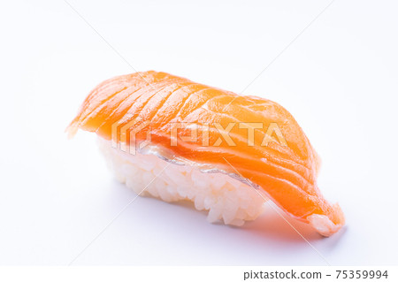 Salmon nigiri sushi on a white background 75359994