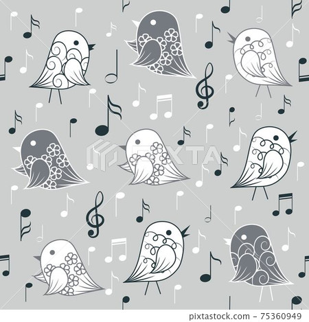 Seamless pattern with birds and musical elements Seamless pattern with birds and musical elements 75360949