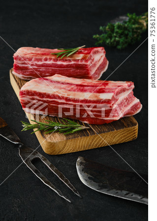 Raw beef short ribs, bone in 75361776