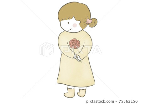 A girl holding a carnation and looking back A girl holding a carnation and looking back 75362150