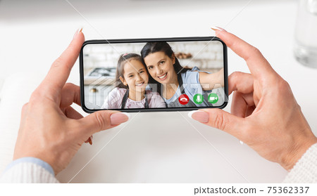 Social distancing, call to work and video chat with family 75362337